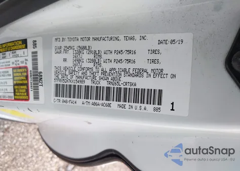 2019 Toyota Tacoma Sr z USA, uszkodzony, nr VIN 5TFRX5GN7KX154989